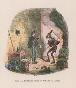 Kuvitus Nicholas Nicklebylle tekijältä Hablot Knight Browne