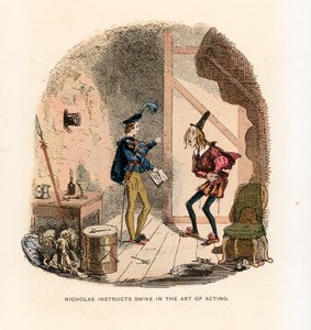 Kuvitus Nicholas Nicklebylle tekijältä Hablot Knight Browne