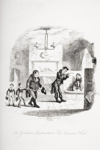 Yorkshiren koulumestari Saraseenien päässä, kuvitus Charles Dickensin (1812-70) Nicholas Nicklebystä, julkaistu 1839 tekijältä Hablot Knight Browne
