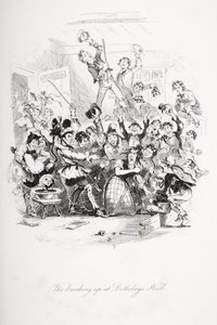 Dotheboys Hallin "hajoaminen", kuvitus Charles Dickensin (1812-70) teoksesta "Nicholas Nickleby", julkaistu 1839. tekijältä Hablot Knight Browne
