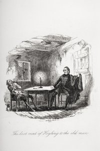 Heylingin viimeinen vierailu vanhan miehen luona, kuvitus Charles Dickensin (1812-70) Pickwick Papersista, julkaistu 1837 tekijältä Hablot Knight Browne