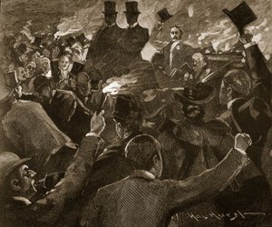 Herra Balfour Dublinissa: soihtuvalokulkue, kuvitus julkaisusta "Cassell