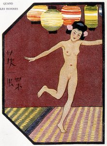 Nuori japanilainen alastontanssi - Félicien Champsaurin ””japanilaisessa nukkessa”, ill. Hanafusa Itcho, Pariisi