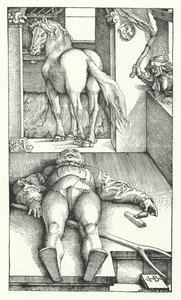 Lumottu sulhanen (kaiverrus) tekijältä Hans (after) Baldung Grien