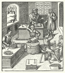 Itävallan arkkiherttua Maximilian rahapajassa (kaiverrus) tekijältä Hans (after) Burgkmair