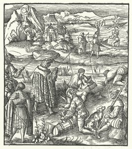 Itävallan arkkiherttua Maximilian kalastus (kaiverrus) tekijältä Hans (after) Burgkmair