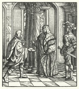 Itävallan arkkiherttua Maximilian saa Burgundin Marian suostumuksen avioliittoehdotukseensa (kaiverrus)