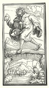 Petrarchin puupiirros teoksesta De Remediis Utriusque Fortunae (Lääkitys onnettomuuteen ja virheeseen) (kaiverrus) tekijältä Hans (after) Burgkmair