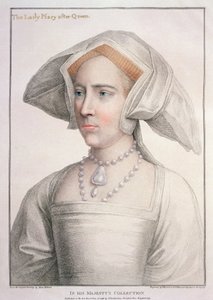Mary Tudor (1516-58) kaiverrus Francesco Bartolozzi (1727-1815) (kaiverrus) tekijältä Hans (after) Holbein the Younger