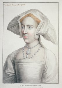 Francesco Bartolozzin (1727-1815) kaivertama Lady Maryn muotokuva kuningattaren jälkeen (1516-58) 1796 (kaiverrus) tekijältä Hans (after) Holbein the Younger