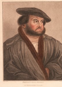 Taiteilija Hans Holbeinin omakuva Kensingtonin palatsissa. ,1812 (kaiverrus) tekijältä Hans (after) Holbein the Younger