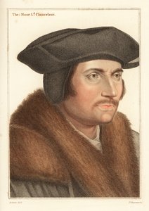 Sir Thomas More, kuningas Henry VIII:n lordikansleri, 1812 (kaiverrus) tekijältä Hans (after) Holbein the Younger