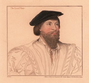 Thomas Vaux, englantilainen runoilija ja aatelismies. ,1812 (kaiverrus) tekijältä Hans (after) Holbein the Younger