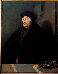 Erasmus Rotterdamilaisen, hollantilaisen humanistin muotokuva tekijältä Hans (attr. to) Holbein the Younger