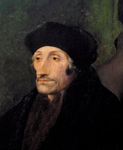 Erasmus Rotterdamilaisen, hollantilaisen humanistin muotokuva tekijältä Hans (attr. to) Holbein the Younger