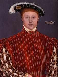 ""Edward VI:n (1537-1553) Englannin kuninkaan muotokuva"" Hans Holbeinin nuoremman ympyrän maalaus tekijältä Hans (circle of) Holbein the Younger