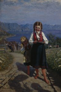 Kaksi sisarta mansikoiden kanssa tekijältä Hans Andreas Dahl