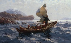 Nainen, mies ja lapsi Oselverissa (öljy kankaalle) tekijältä Hans Andreas Dahl