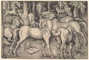 Seitsemän hevosen ryhmä, 1534. tekijältä Hans Baldung
