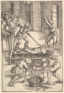 Pyhän Laurentiuksen marttyyrikuolema, n. 1505. tekijältä Hans Baldung