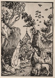 St. Jerome erämaassa. tekijältä Hans Baldung