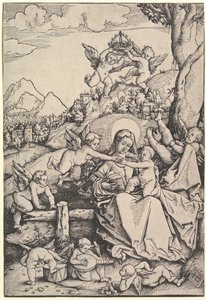 Neitsyt ja lapsi kahdeksan enkelin kanssa maisemassa, 1511. tekijältä Hans Baldung