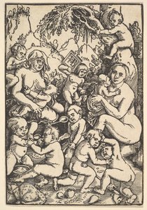 Kaksi äitiä lasten kanssa kuolee Kinderauessa, n. 1512. tekijältä Hans Baldung