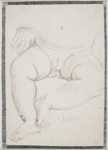 Pienen pojan vatsa, sylki, jalka ja toisessa kädessä rannekoru tekijältä Hans Baldung Grien