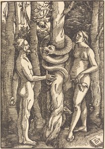 Aadam ja Eeva käärmeen kanssa tekijältä Hans Baldung Grien