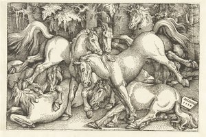 Seitsemän taisteluhevosen ryhmä tekijältä Hans Baldung Grien