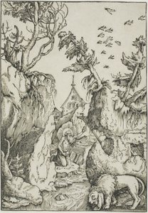 Pyhä Hieronymus erämaassa tekijältä Hans Baldung Grien