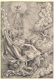 Kristuksen ruumis, jota enkelit kantoivat kohti taivasta, 1516 tekijältä Hans Baldung Grien