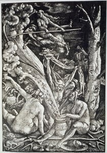 Noidat sapattina Hans Baldung Grienin jälkeen, kuvattu 1800-luvun lopulla julkaistussa taikuuden historiassa