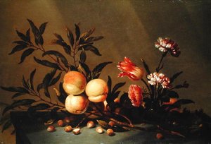Persikoiden ja kukkien asetelma, 1641
