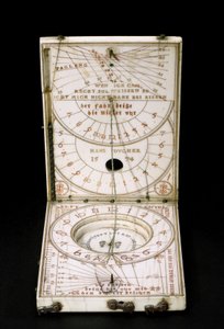 Tablettikompassi aurinkokello, Nurenberg, 1574 (katso myös 259577-79) tekijältä Hans Ducher