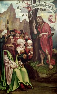 Pyhä Johannes Kastaja saarnaa Herodeksen edessä, Pyhän Johanneksen triptyykistä, 1514 (tempera paneelissa)