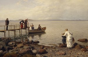 Kesäelämää rannalla tekijältä Hans Gude