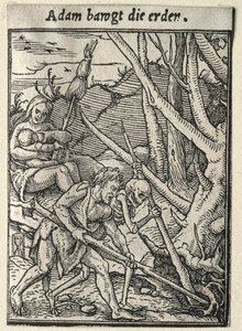 Dance of Death: Adam Tilling the Ground tekijältä Hans Holbein