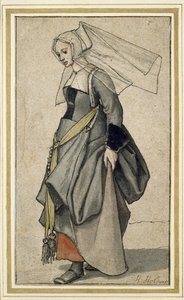 Nuori englantilainen nainen, 1500-luku (kynä ja muste ja wc paperilla) tekijältä Hans Holbein der Jüngere
