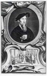 Edward Seymour, Somersetin ensimmäinen herttua Jacobus Houbrakenin kaivertama, 1738 tekijältä Hans Holbein der Jüngere