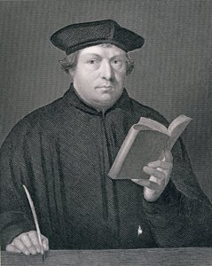 Martin Luther (1483-1546), kaiverrus W. Holl, "World Religion", julkaisija A. Fullarton und Co. tekijältä Hans Holbein der Jüngere