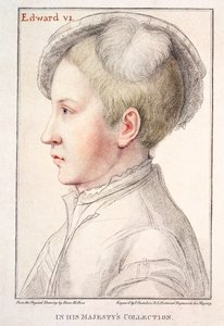 Francesco Bartolozzin (1727-1815) kaivertama Edward VI:n (1537-53) muotokuva 1796 tekijältä Hans Holbein der Jüngere
