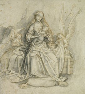Madonna ja lapsi (kynä ja ruskea muste kynällä paperille) tekijältä Hans Holbein the Elder
