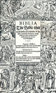 Coverdalesin englanninkielisen Raamatun otsikkosivu, 1535 tekijältä Hans Holbein der Jüngere