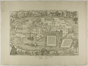 Tyyppi Cosmographicus Universalis, Sim. Grynaeus, Novus Orbis, Basileae 1532. tekijältä Hans Holbein the Younger