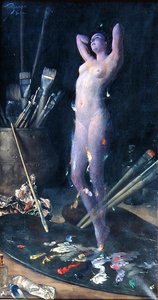 Studiossa: 1900 (öljy kankaalle). tekijältä Hans Holtzbecher