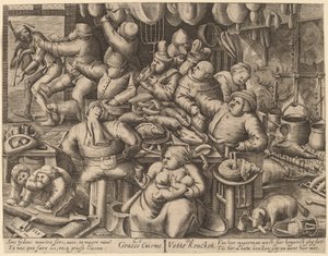 Rasva keittiö tekijältä Hans Liefrinck I, after Pieter van der Heyden, after Pieter Bruegel the Elder
