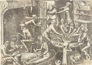 Köyhä keittiö Pieter Brueghel I:n jälkeen, noin 1563. tekijältä Hans Liefrinck the Elder