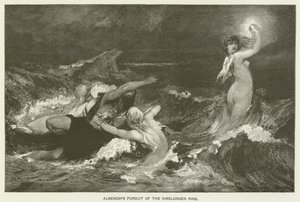 Alberich jahtaa Nibelungin sormusta tekijältä Hans Makart