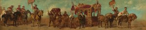 Luonnos vuoden 1879 juhlakulkueeseen - vaununrakentajat, satulasepät, hihnantekijät ja laukuntekijät tekijältä Hans Makart